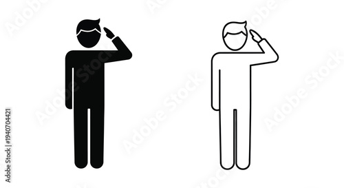 Two men saluting one solid one outlined a striking visual contrast silhouette