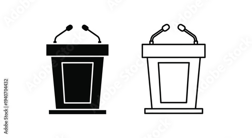 Two podium designs one solid black and one outlined shown as a silhouette