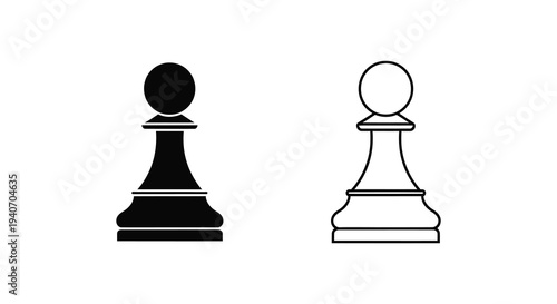 Two chess pawns one black and one white depicted in a stark silhouette