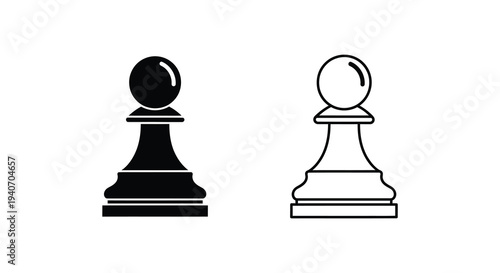 Two chess pawns one black and one white depicted in a striking silhouette