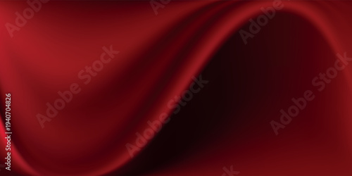 Luxury red satin smooth fabric background. Abstract background luxury red cloth or liquid wave or wavy folds of silk satin background. Red silky fabric. Decoration element for design.