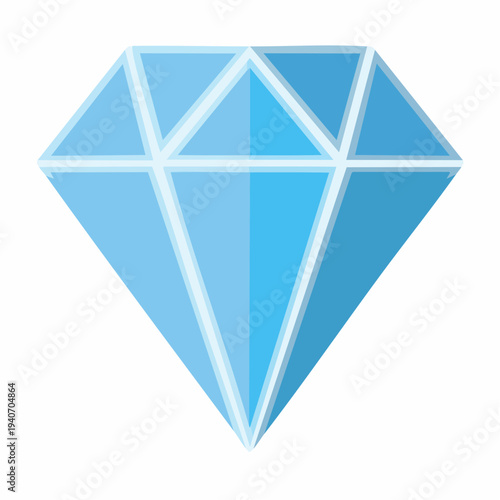Cartoon Diamond Illustration, Gemstone Icon, Flat Design, Isolated Object