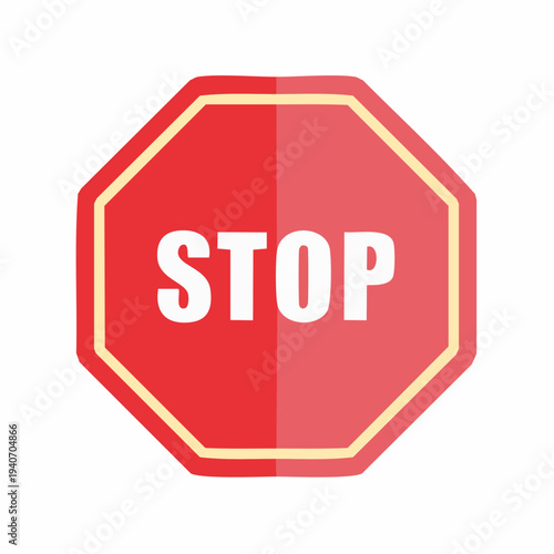 Red octagonal STOP road sign, hand-drawn illustration