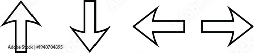 Black arrows on white background pointing up down left right direction navigation