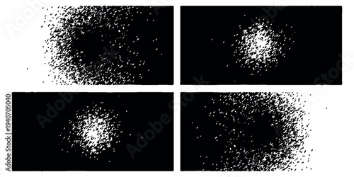 Pack of vector black and white grunge line gradient banner, texture template made of a lines, grunge graphic backdrop, texture vector background template. Format Vektor