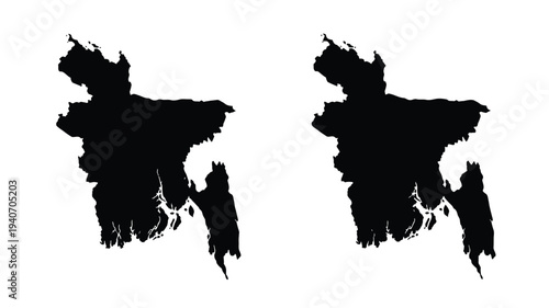 Abstract black shapes resembling landmasses a striking visual silhouette