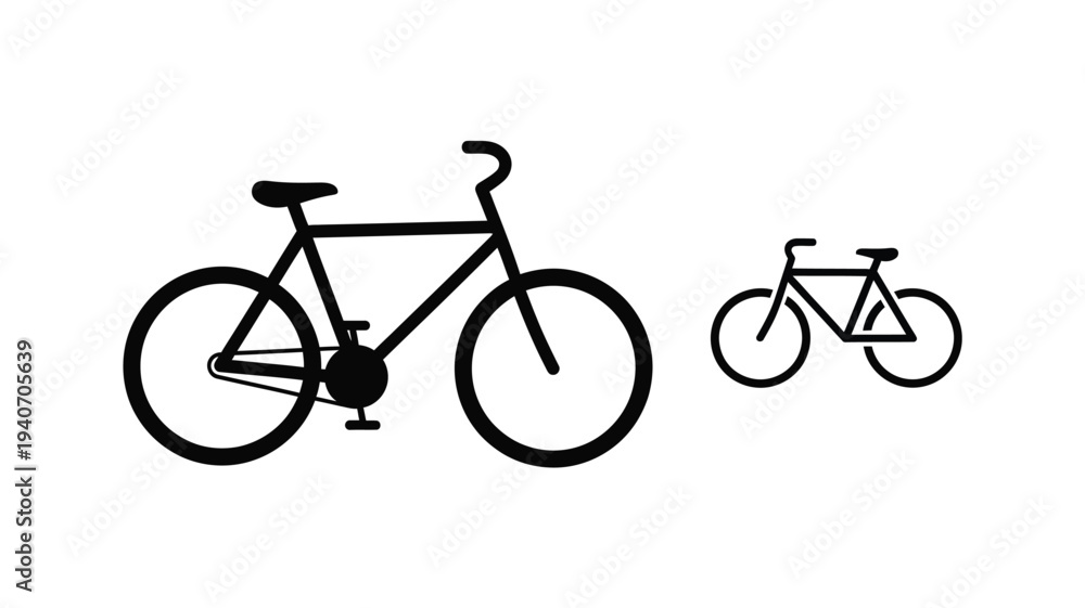 Obraz premium Two bicycles of differing sizes presented as a stark silhouette