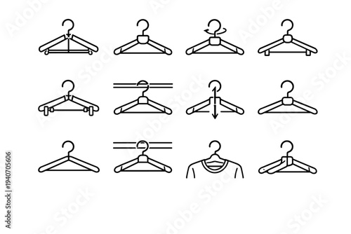 Foldable clothing hanging icon hanger distribution icons clothes vector mount rail load
