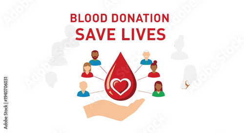 Blood Donation Save Lives Charity Campaign Illustration.