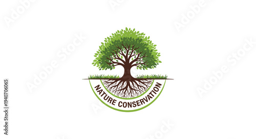 Tree Logo for Nature Conservation Organization Emblem.