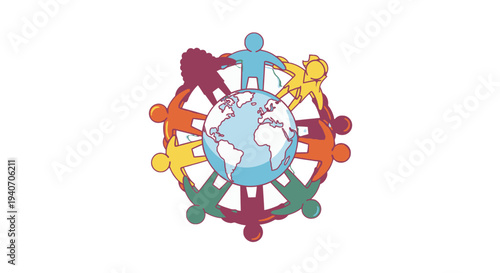 Diverse People United Around the World Symbolizing Global Unity and Cooperation.