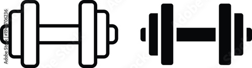 Black dumbbells side and front view weights fitness exercise