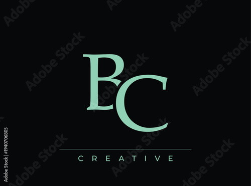 Bc creative logo template with elegant lettering and simple design