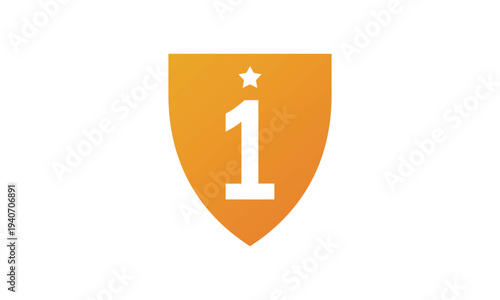 Orange Shield with White Number 1 and Star Icon