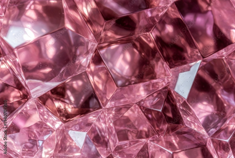 Fototapeta premium Lustrous pink diamond faceted mosaic shimmering texture relief background