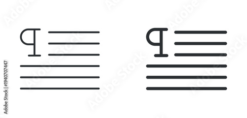 Paragraph text icon set, document formatting paragraph symbol, outline and solid silhouette style. Vector illustration.