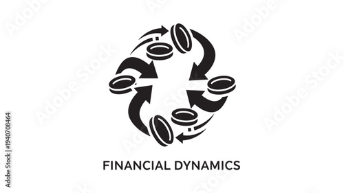 A  illustration depicting financial dynamics with circular arrows and coins on a white background, conveying business and finance concepts in a simple, professional style.
