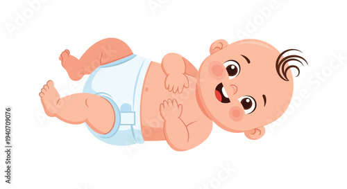A cheerful baby lies on its back playfully kicking legs and smiling with rosy cheeks a delightful silhouette high quality professional