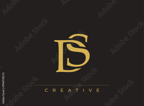 Luxury gold LS monogram logo with creative text on transparent background