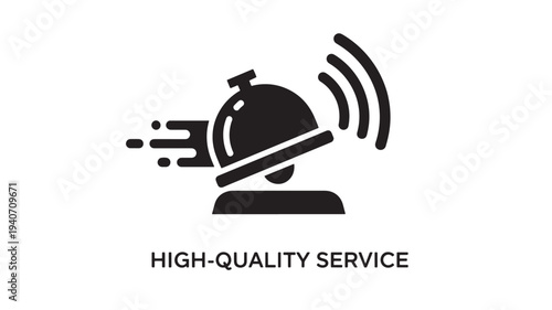 A  illustration of a bellhop with signal waves, representing high-quality service, customer care, and attention to detail.