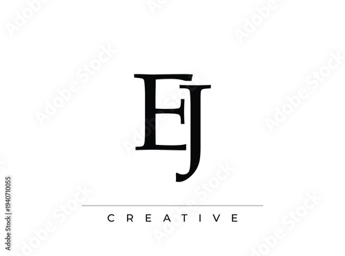Creative ej logo design element with elegant typography and simple line