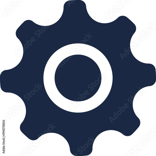 Dark blue gear with white circle wheel navy blue