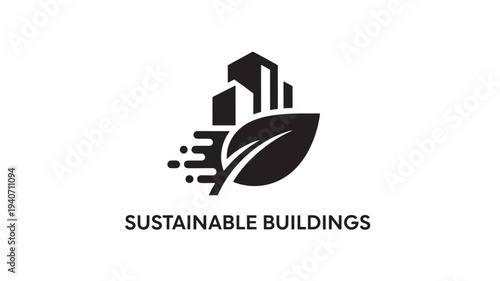 A  logo featuring a stylized leaf and cityscape, representing sustainable buildings and eco-friendly architecture, on a clean white background.