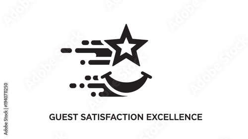 A  logo featuring a star rating symbol with a smiley face, representing guest satisfaction excellence in customer service and hospitality.