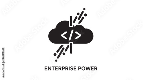 A  logo featuring a cloud with coding symbols, representing enterprise power and technological innovation, ideal for business and tech-related projects.