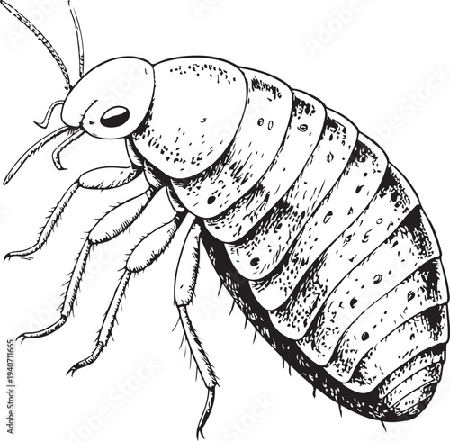 Scale insect Hand-drawn Sketch Drawing Vector Illustration, Line Linear Symbol Black and White Engraving, Isolated