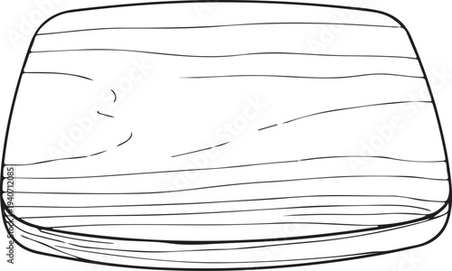 Wooden Cutting Board for Kitchen Hand-drawn Sketch Drawing Vector Illustration, Line Linear Symbol Black and White Engraving, Isolated