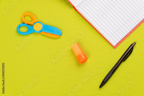 Colorful stationery on desk for creativity