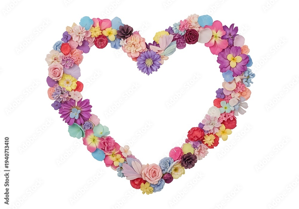 Obraz premium Colorful flower heart shape decoration for valentines day