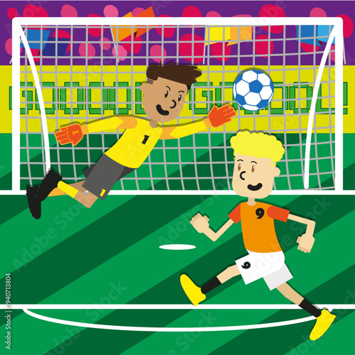 Soccer Players Scene Vector Illustration Goalkeeper