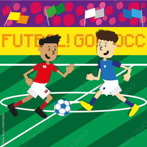 Soccer Players Scene Vector Illustration