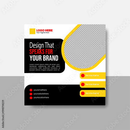 Modern Minimalist Social Media Post Template for Instagram, Facebook, and LinkedIn with Editable Text and Bright Colors for Marketing Campaigns.