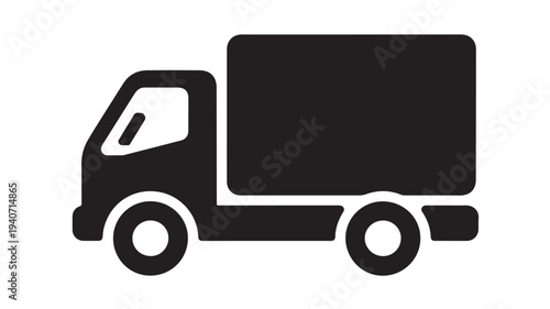 Delivery Truck Icon for Logistics, Shipping and Supply Chain Transportation Isolated on White