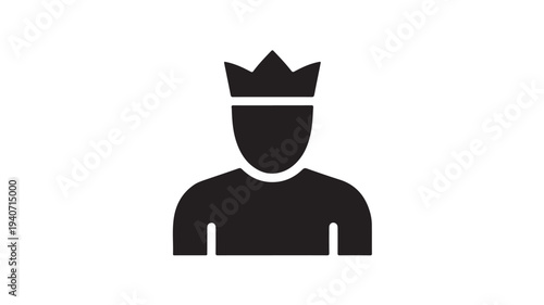 Crowned Person Silhouette Icon – Royal Authority Leadership Symbol Black Minimal Vector