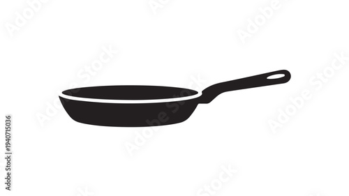 Frying Pan Icon Kitchen Cookware Cooking Pan Silhouette Culinary Tool Vector Isolated on White