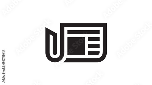 Newspaper Icon News Media Journalism Publication Symbol Minimal Vector Isolated on White