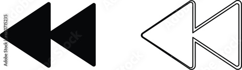 Rewind fast forward media buttons isolated on transparent background, Vector