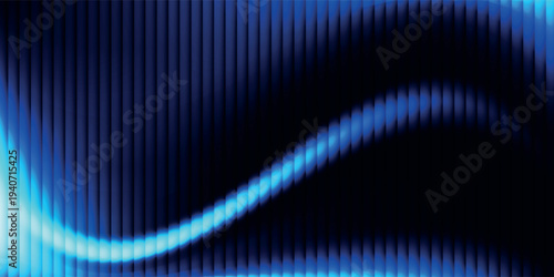 Blue And Navy Gradient Ripple Glass Texture On A Dark Background. A Modern Digital Abstract Design Featuring Smooth Vertical Lines And A Sense Of Dynamic Liquid Motion