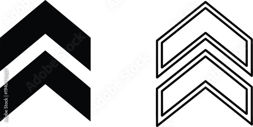 Chevron arrow icons isolated on transparent background, Vector