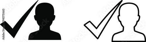 Verified user profile icons isolated on transparent background, Vector
