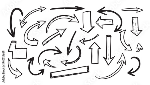 Hand drawn arrows collection various directions and styles