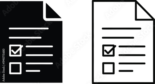 Checklist document icons isolated on transparent background, Vector