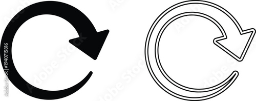 Refresh arrows icons isolated on transparent background, Vector