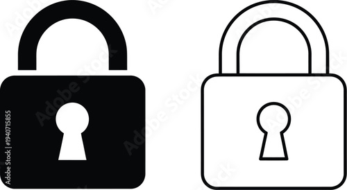Padlock security icon set isolated on transparent background, Vector