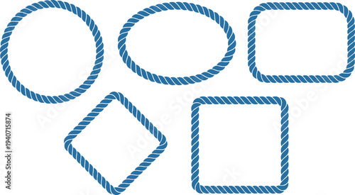 Collection of Blue Rope Frames in Various Geometric Shapes
