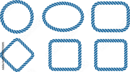 Collection of Blue Rope Frames in Various Geometric Shapes
